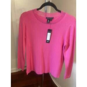 NEW PIECE OF CLOTH women's crochet trimmed sweater in lipstick